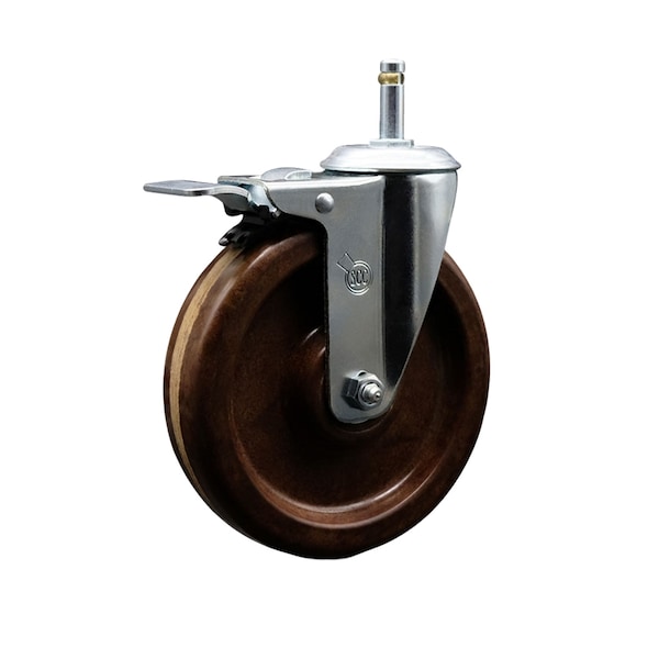 6 High Temp Phenolic Wheel Swivel 7/16'' Stem Caster Total Lock Brake